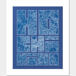 Ho Chi Minh, Vietnam Map Typography - Blueprint Posters and Art